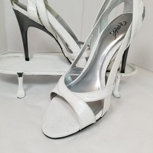 CARLOS SANTANA Speckled White Crackled Heels, Size 8.5M - Picture 4 of 11